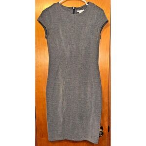 H&M Gray Cap Sleeve Sheath Office Career Dress Full Back Zip Size Small